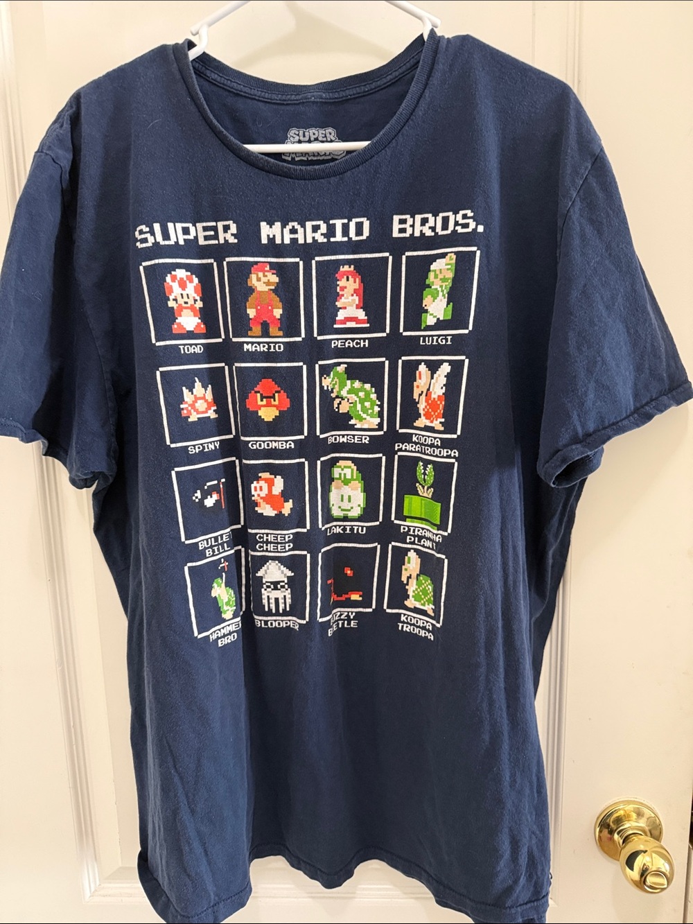 Womens Nintendo 2x Super Mario Navy Graphic Logo Tee